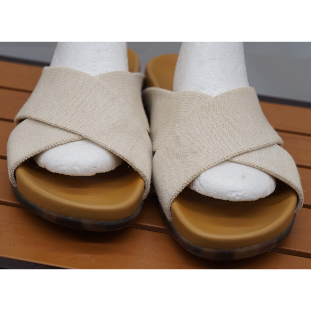 Rothy's The Weekend Slide Hemp Oat Cream Cross Strap Sandal Size 8 - Picture 3 of 10
